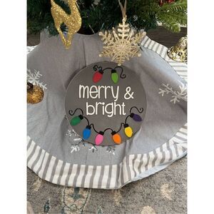 Merry & Bright Christmas Wood Wall Plaque NWOT